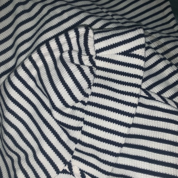 Maggy London long sleeve ribbed black and white stripped midi dress - Picture 7 of 8